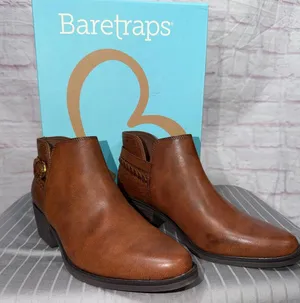 Baretraps Brown Ankle Boots with Braided Strap Detail Size 7M New in Box thumbnail 1