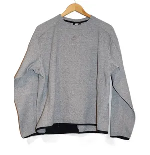 Nike Sportswear Tech‎ Fleece Crewneck Sweatshirt Heather Grey Women's Medium thumbnail 1