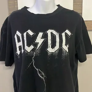 AC/DC Cotton:On Black Relaxed Boyfriend T-Shirt Distressed Goth Grunge Small thumbnail 4