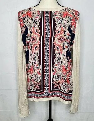 Stitch Fix MARKET & SPRUCE Lightweight Knit Top Envelope Back Paisley Size M thumbnail 1