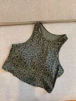 Tavi Active Long Line Bra Size Large Olive Leopard Built in Bra Green thumbnail 2