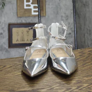 NWT INC International Concepts Valan Triple-Strapped Flats Silver Gray 8.5M thumbnail 4