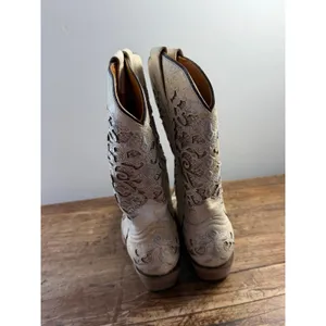 Corral Teens White Glitter Inlay & Embroidery Cowgirl Boots size 5 thumbnail 5