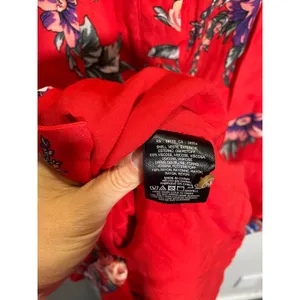 Maeve Dress Women 4 Red Floral Button Front Square Neck Mini Boho Anthropologie thumbnail 6