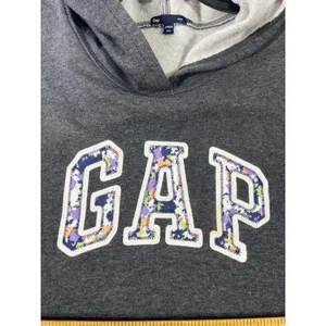 GAP 2012 Floral Logo Applique Pullover Hoodie Sweatshirt Women XXL Dark Gray thumbnail 6