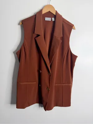 GRAVER Susan Graver Fusion‎ Regular Double Breasted Sleeveless Blazer XL thumbnail 2