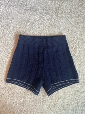 Victoria's Secret PINK navy blue cable knit shorts with white stitching thumbnail 2