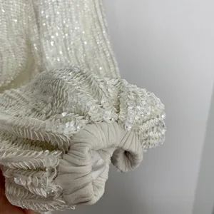 Retrofête Gabrielle Robe Sequins Wrap Mini Dress in Moonglow White Womens XS thumbnail 13