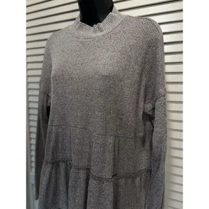 Maurices Brown Ribbed Knit Sweater 1/2 Collar Tiered Ruffle Long Sleeve‎ Size L thumbnail 2