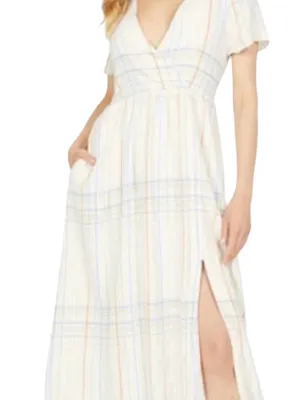 Madewell size XS new Pastel Plaid Midi Dress Elastic Waist guest summer sundress thumbnail 1