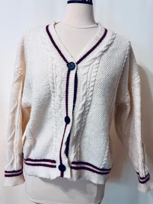 Taylor Swift Inspired Folklore Sweater Women Cardigan Small Cable Knit Stars red thumbnail 6