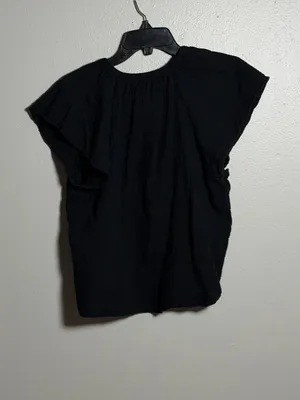 Universal Thread Women‎ Minimalist Black Short Sleeve Split-Neck Blouse size M thumbnail 5
