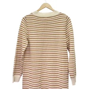 NWT Roolee Sweater Dress Small Cream Pink Brown Striped Knit Midi Long Sleeve thumbnail 7
