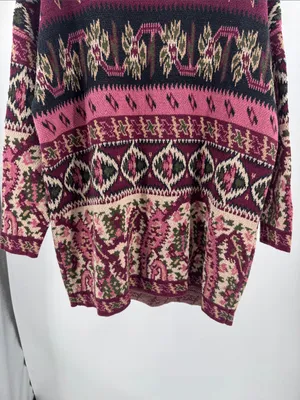 Express Tricot vintage 90s Women's floral Sweater Plum Pink M oversized retro thumbnail 6