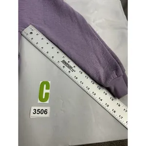Womans Rafael Medium Purple Textured Embroidered Long Sleeve Pullover Sweatshirt thumbnail 7