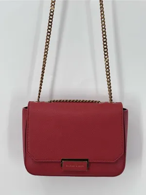 Charles & Keith Scarlet Pebbled Crossbody with Gold Chain Strap thumbnail 7