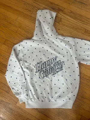 🩶Happy Camp3r Heather Gray Polka Dot Appliqué Hoodie 🩶 BRAND NEW thumbnail 4