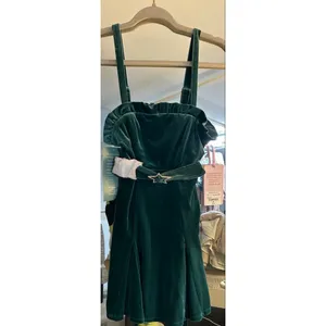 NEW Y2K Johnny Wujek Evergreen Velvet Mini Prom Dress Size M thumbnail 2