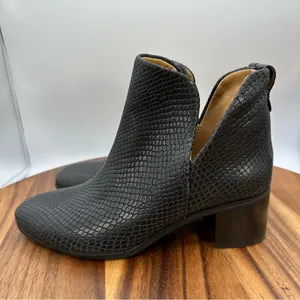 Franco Sarto Reeve Ankle Bootie Black Leather Snakeskin‎ Pull On Boho Women's 5M thumbnail 3