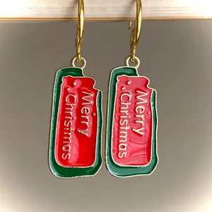 Simple chic retro vintage style “Merry Christmas” earrings✨ thumbnail 1