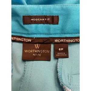 Worthington Fresh Blue Cropped Dress Pants Slim Leg Petite Size 6P NWT (8741) thumbnail 4