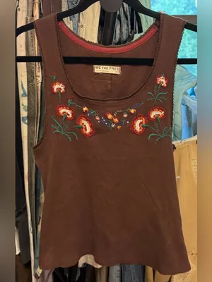 NWOT Free People We The Free Summer Tank - Brown combo - medium *IR* thumbnail 7