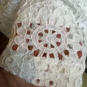 Eyelet Lace Off Shoulder Dress S Ruffle‎ Cottagecore Coastal Grandmother Boho thumbnail 4