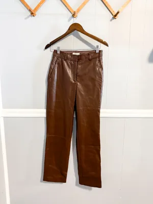 Aritzia Babaton Command vegan leather pants in coffee bean thumbnail 5