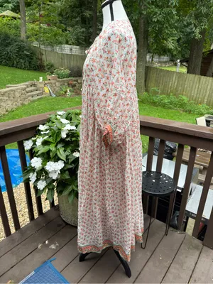 Daughters of India Kyra Coral Floral V-Neck Maxi Dress 3/4 Balloon Sleeve S thumbnail 7