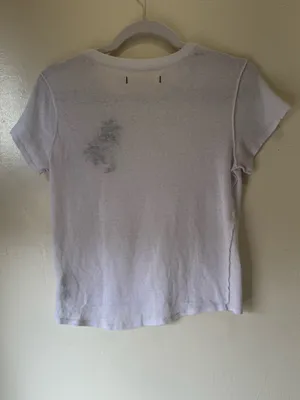 We The Free Free People Beachy Keen Palm Tree Embroidered White Tee - XS thumbnail 2