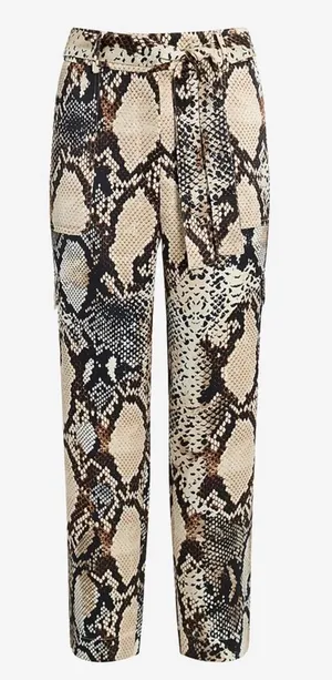 Express Snake-Print Paperbag Trousers in Beige, Black and Brown thumbnail 1