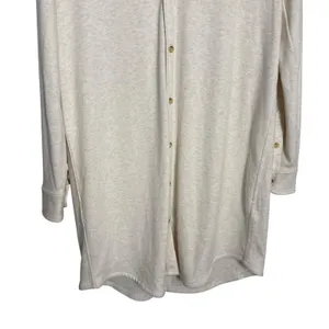 Faherty Legend White Oatmeal Long Sleeve Button Up Sweater Shirt Mini Dress M thumbnail 6