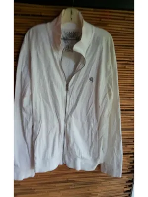 Express L Cotton White Zip Front Warmup Jacket thumbnail 2