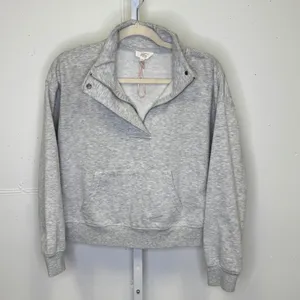 Hippie Rose Heather Gray Quarter Snap Mock Neck Sweatshirt‎ Medium Athleisure thumbnail 2