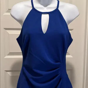Guess NWT Size 4 Royal Blue Keyhole Halter Sheath Cocktail‎ Dress thumbnail 3
