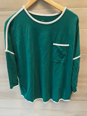 {XS/S} Tuckernuck Tnuck Sport Green And White Terry Farah Pullover Top thumbnail 3