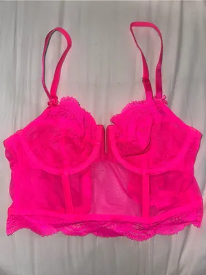 Auden Neon Pink Longline Lace Bustier Bralette thumbnail 1