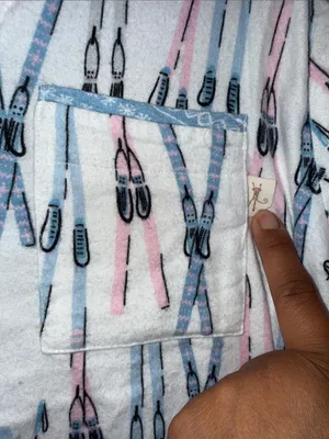 Munki Munki Women’s Ski Print Button Front Pajama Top pants S White Blue Pink thumbnail 7