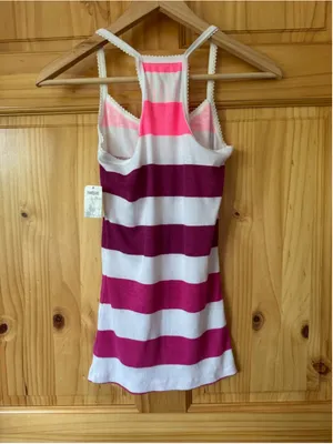 Vintage Y2K Lilu Pink & White Stripe Tank size medium thumbnail 5