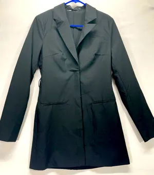 Zara‎ Longer Style Blazer Coat Women M Black W/Pockets Trendy Lightweight Button thumbnail 1