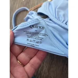 Quince Italian Demi Bikini Top in Light Blue Size and Teal High Rise Bottoms XS thumbnail 5