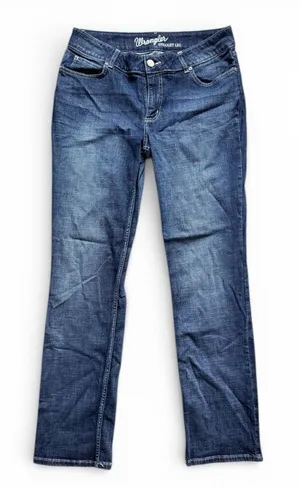 Womens Wrangler Dark Rinse Straight Leg Denim Jeans Styke 09MWTMS - Sz 13 thumbnail 1