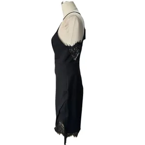 ASTR The Label Peeking Lace Plunge V Neck Bodycon Midi Dress Black Womens M thumbnail 6