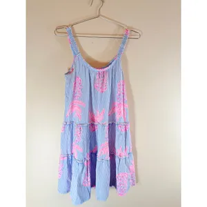 Lilly Pulitzer Dress Womens Small Blue Pink Striped Pineapple Tiered Knit 001688 thumbnail 4