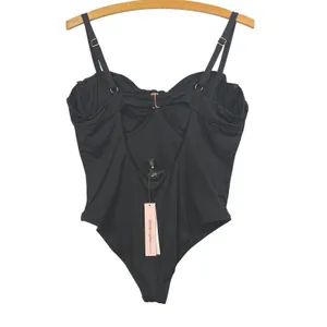 AQUA Swim Underwire One Piece Swimsuit Black Sweetheart Neck AOSS26842 XL thumbnail 2