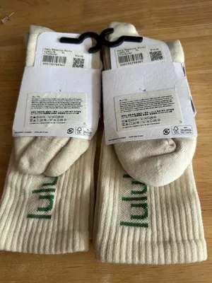 lululemon athletica Crew Socks in Cream with Green Logo - 2 Pair thumbnail 2