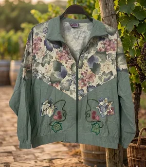 Floral Grapevine Sage Green Bomber Jacket thumbnail 1