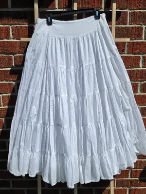 Jones New York signature Tiered maxi skirt Sz 6 white cotton Lined thumbnail 2