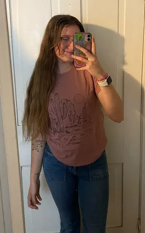 Go west green pink tshirt thumbnail 1