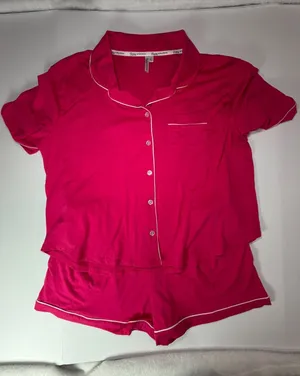 Flora Nikrooz Fuchsia Short Pajama Set with Contrast Piping thumbnail 1